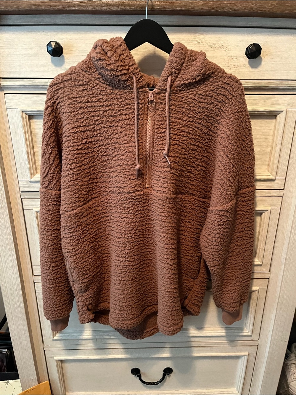 PINK Victoria's Secret Woman’s Brown Sherpa Zip-Up Hoodie